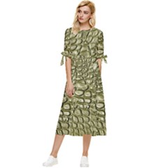 Aligator-skin Bow Sleeve Chiffon Midi Dress by Ket1n9