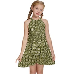 Aligator-skin Kids  Halter Collar Waist Tie Chiffon Dress by Ket1n9