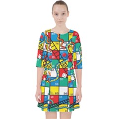 Snakes And Ladders Quarter Sleeve Pocket Dress by Ket1n9