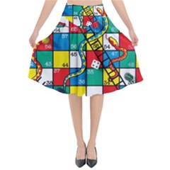 Snakes And Ladders Flared Midi Skirt by Ket1n9