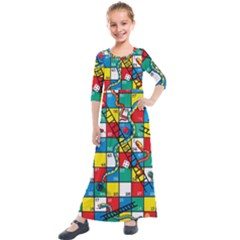 Snakes And Ladders Kids  Quarter Sleeve Maxi Dress by Ket1n9