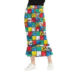 Snakes And Ladders Maxi Fishtail Chiffon Skirt by Ket1n9