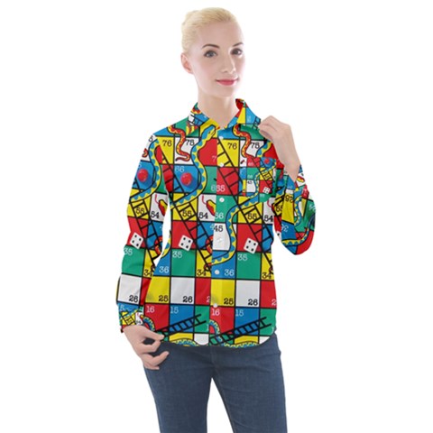 Snakes And Ladders Women s Long Sleeve Pocket Shirt by Ket1n9