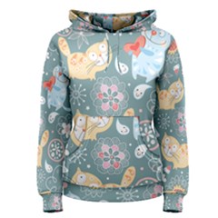 Cute Cat Background Pattern Women s Pullover Hoodie by Ket1n9