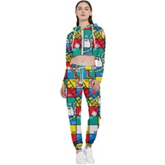 Snakes And Ladders Cropped Zip Up Lounge Set by Ket1n9