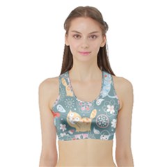 Cute Cat Background Pattern Sports Bra With Border by Ket1n9