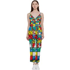 Snakes And Ladders V-neck Camisole Jumpsuit by Ket1n9