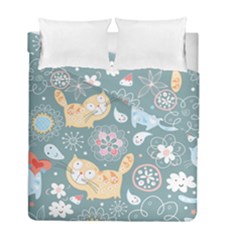 Cute Cat Background Pattern Duvet Cover Double Side (full/ Double Size) by Ket1n9