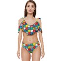 Snakes And Ladders Ruffle Edge Tie Up Bikini Set	 View1