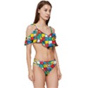 Snakes And Ladders Ruffle Edge Tie Up Bikini Set	 View3