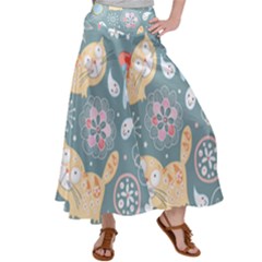 Cute Cat Background Pattern Women s Satin Palazzo Pants by Ket1n9