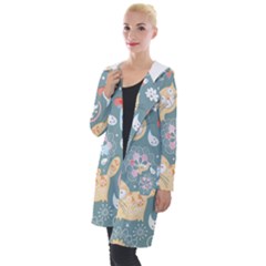 Cute Cat Background Pattern Hooded Pocket Cardigan by Ket1n9