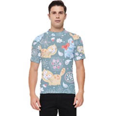 Cute Cat Background Pattern Men s Short Sleeve Rash Guard by Ket1n9