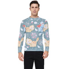 Cute Cat Background Pattern Men s Long Sleeve Rash Guard by Ket1n9