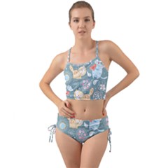 Cute Cat Background Pattern Mini Tank Bikini Set