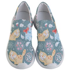 Cute Cat Background Pattern Women s Lightweight Slip Ons by Ket1n9