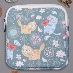 Cute Cat Background Pattern Mini Square Pouch by Ket1n9