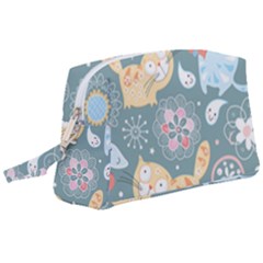 Cute Cat Background Pattern Wristlet Pouch Bag (large) by Ket1n9