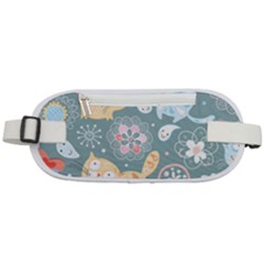 Cute Cat Background Pattern Rounded Waist Pouch by Ket1n9