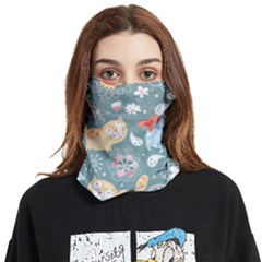 Cute Cat Background Pattern Face Covering Bandana (two Sides) by Ket1n9