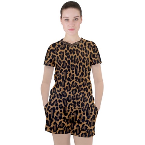 Tiger Skin Art Pattern Women s T-shirt And Shorts Set by Ket1n9