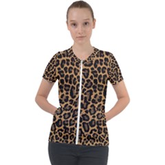 Tiger Skin Art Pattern Short Sleeve Zip Up Jacket by Ket1n9