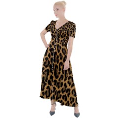 Tiger Skin Art Pattern Button Up Short Sleeve Maxi Dress by Ket1n9