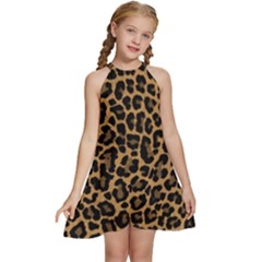 Tiger Skin Art Pattern Kids  Halter Collar Waist Tie Chiffon Dress by Ket1n9