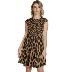 Tiger Skin Art Pattern Cap Sleeve High Waist Dress by Ket1n9