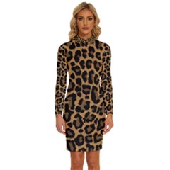 Tiger Skin Art Pattern Long Sleeve Shirt Collar Bodycon Dress by Ket1n9