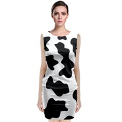 Animal-print-black-and-white-black Sleeveless Velvet Midi Dress by Ket1n9