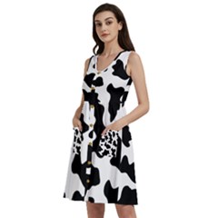 Animal-print-black-and-white-black Sleeveless Dress With Pocket by Ket1n9