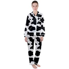 Animal-print-black-and-white-black Women s Long Sleeve Satin Pajamas Set	