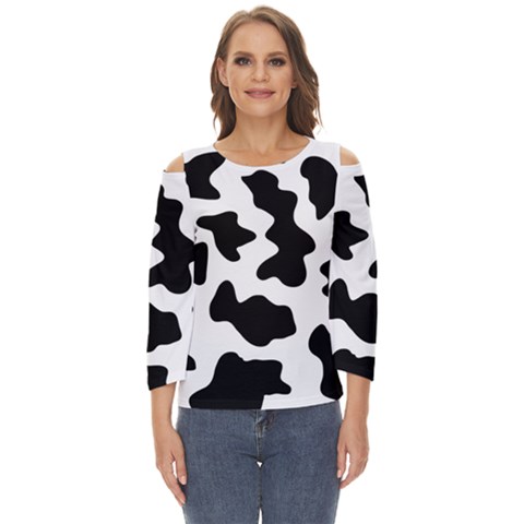 Animal-print-black-and-white-black Cut Out Wide Sleeve Top by Ket1n9