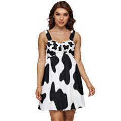 Animal-print-black-and-white-black Ruffle Strap Babydoll Chiffon Dress