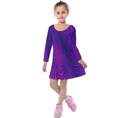 Abstract-fantastic-fractal-gradient Kids  Long Sleeve Velvet Dress by Ket1n9