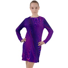 Abstract-fantastic-fractal-gradient Long Sleeve Hoodie Dress by Ket1n9