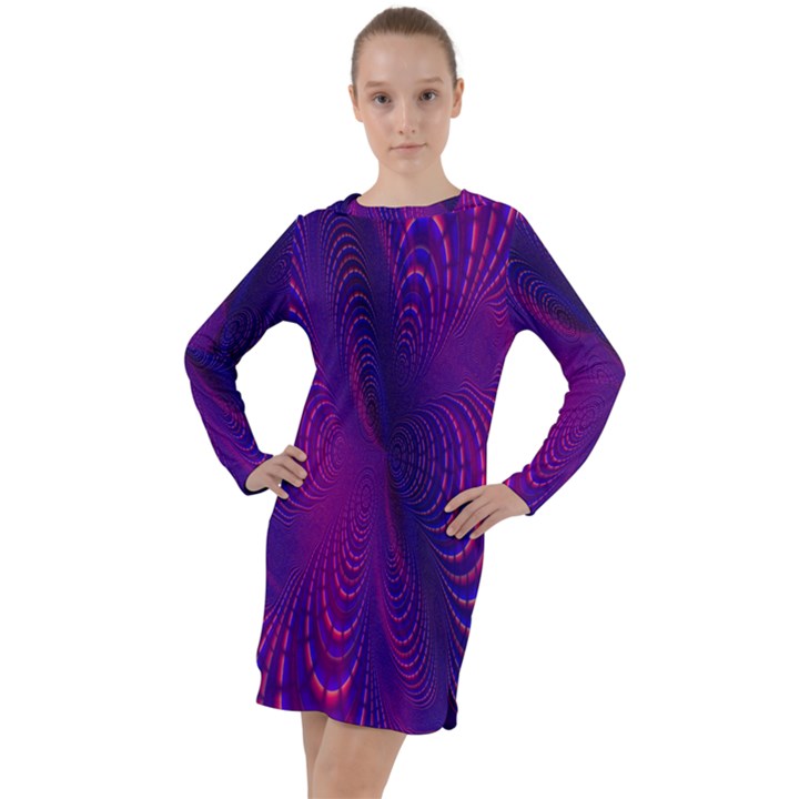 Abstract-fantastic-fractal-gradient Long Sleeve Hoodie Dress