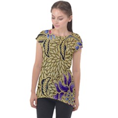 Traditional Art Batik Pattern Cap Sleeve High Low Top by Ket1n9