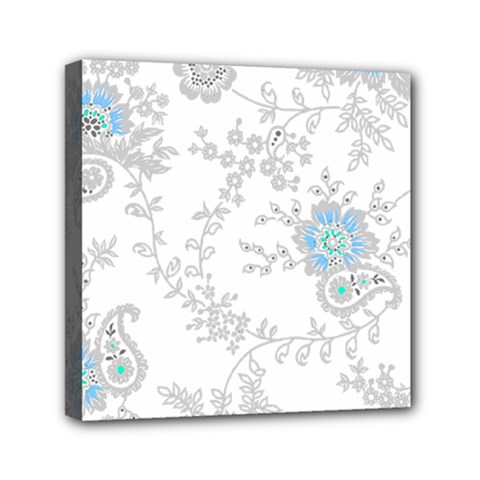 Traditional Art Batik Flower Pattern Mini Canvas 6  X 6  (stretched) by Ket1n9