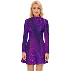 Abstract-fantastic-fractal-gradient Long Sleeve Velour Longline Dress by Ket1n9