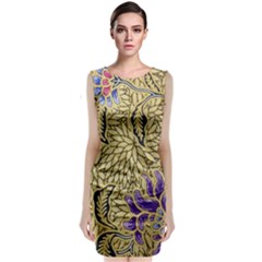 Traditional Art Batik Pattern Sleeveless Velvet Midi Dress by Ket1n9