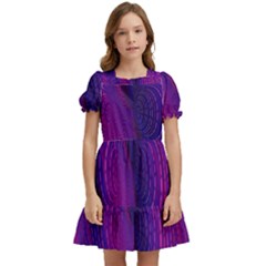 Abstract-fantastic-fractal-gradient Kids  Puff Sleeved Dress by Ket1n9