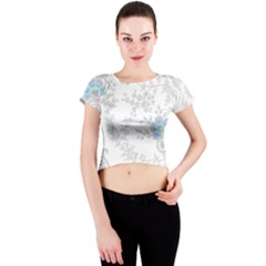 Traditional Art Batik Flower Pattern Crew Neck Crop Top by Ket1n9