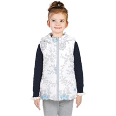 Traditional Art Batik Flower Pattern Kids  Hooded Puffer Vest by Ket1n9