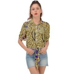 Traditional Art Batik Pattern Tie Front Shirt  by Ket1n9