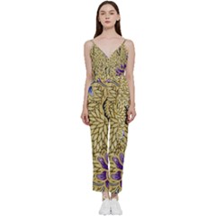 Traditional Art Batik Pattern V-neck Camisole Jumpsuit by Ket1n9