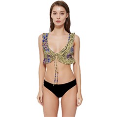 Traditional Art Batik Pattern Low Cut Ruffle Edge Bikini Top by Ket1n9