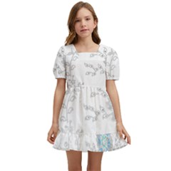 Traditional Art Batik Flower Pattern Kids  Short Sleeve Dolly Dress by Ket1n9