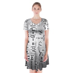 Science Formulas Short Sleeve V-neck Flare Dress by Ket1n9